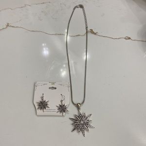 BRAND New silver necklace and earring set.